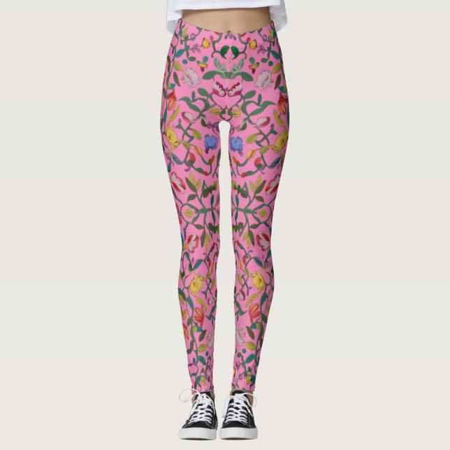 Legging Padrão floral delicado e intricado (Frente)