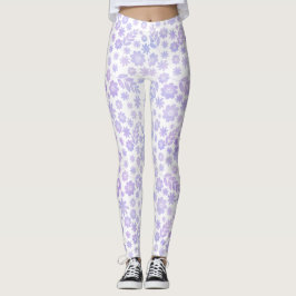 Legging Padrão Floral Desenhado Da Mão Da lavanda