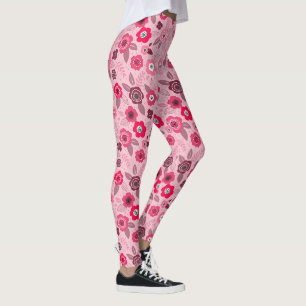 Legging Padrão floral ditsy elegante rosa