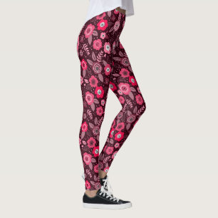 Legging Padrão floral ditsy magenta rosa elegante