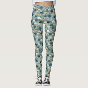 Legging Padrão Floral do Jardim de Chuva Sereno (1)