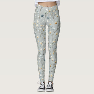 Legging Padrão Floral do Jardim de Chuva Sereno (7)