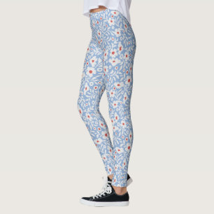 Legging Padrão Floral do Woodblock