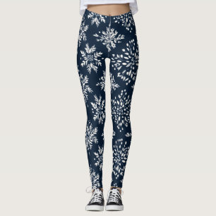 Legging Padrão Floral dos Flocos de Neve