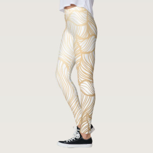 Legging Padrão Floral Dourado do Damask