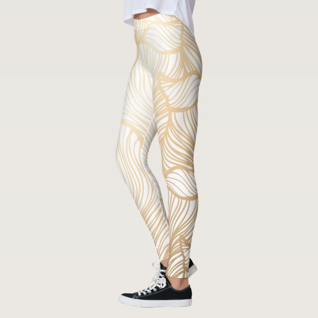Legging Padrão Floral Dourado do Damask (Esquerda)