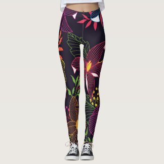 Legging Padrão floral elegante, design artístico.