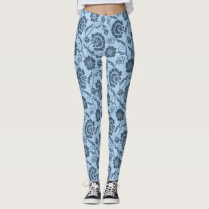 Legging Padrão Floral Elegante em Fundo Azul Claro
