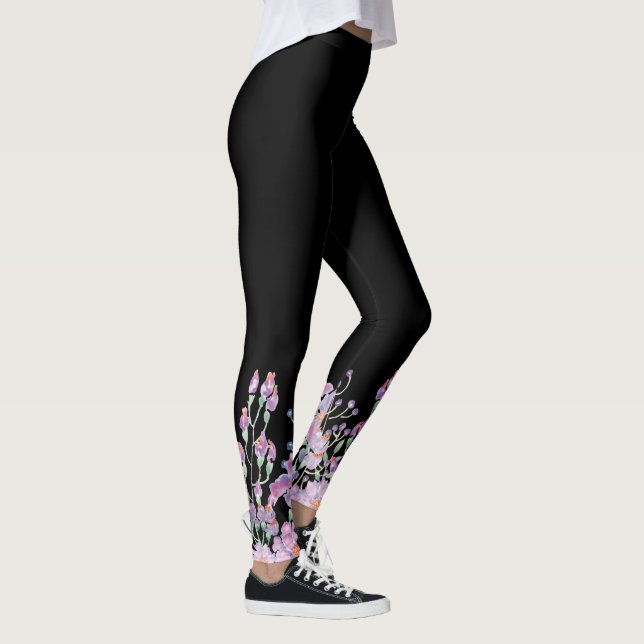 Legging Padrão Floral em Preto (Direita)