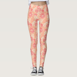 Legging Padrão floral em tons de pêssego modernos