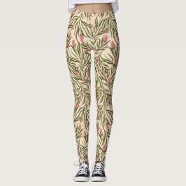Legging Padrão floral estilizado em forma de sino cor-de-r