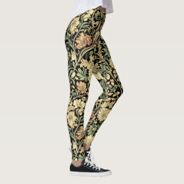 Legging padrão floral estilo vitoriano