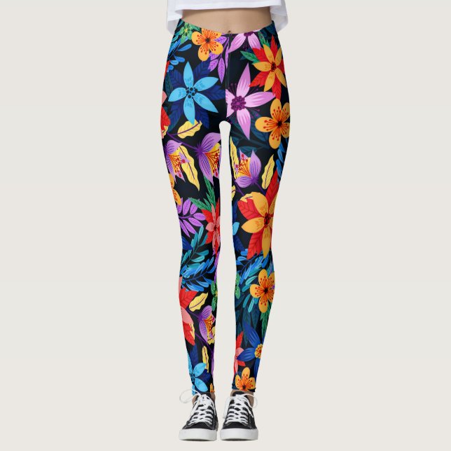 Legging Padrão Floral Exótico Colorido-68578 (Frente)