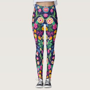 Legging Padrão Floral Exótico Pintado à Mão