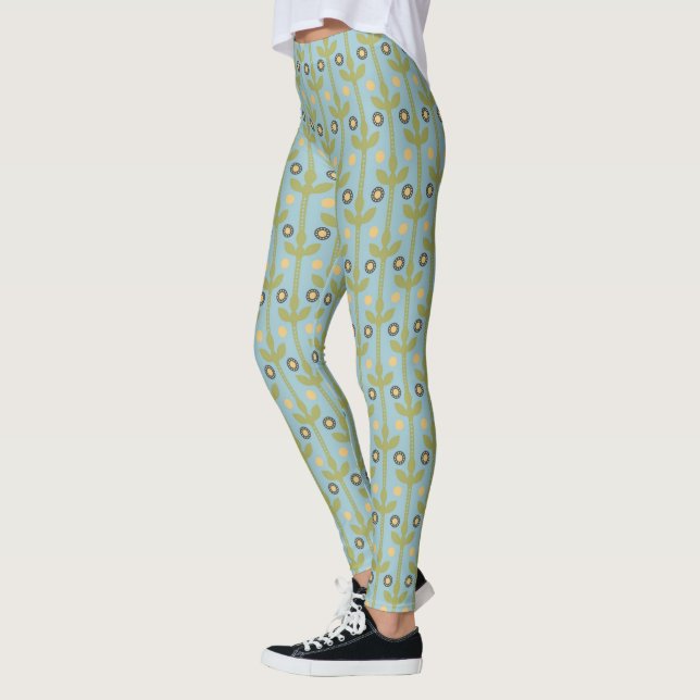 Legging Padrão Floral Folksy Verde e Azul (Esquerda)