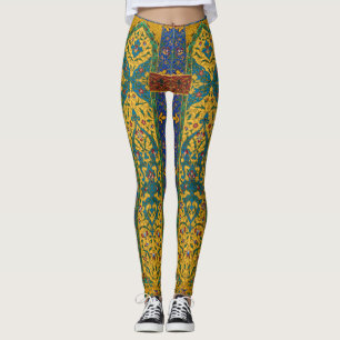 Legging Padrão Floral Intrincado Persa Decorativo