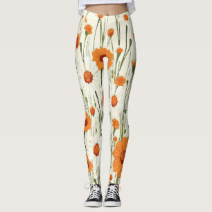Legging Padrão Floral Laranja Bril