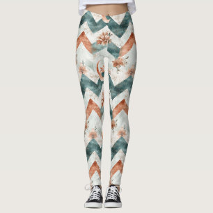 Legging Padrão Floral Lua Rústica Chevron (3)