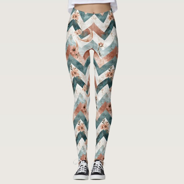 Legging Padrão Floral Lua Rústica Chevron (6) (Frente)