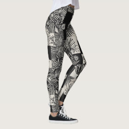 Legging Padrão Floral Monocromático Tropical Ousado