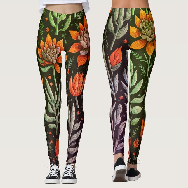 Legging Padrão Floral na moda de Suculentes de Jardim Colo (Criador carregado)
