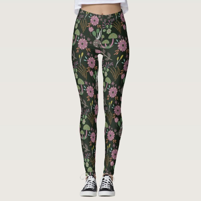 Legging Padrão Floral Negro (Frente)