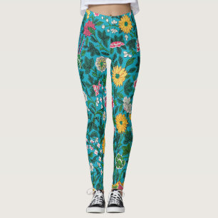Legging Padrão Floral Ornamental