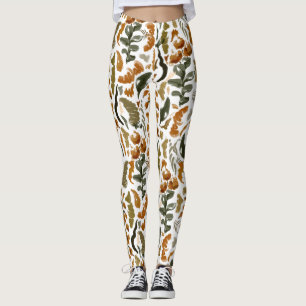 Legging Padrão Floral Outonal Rústico
