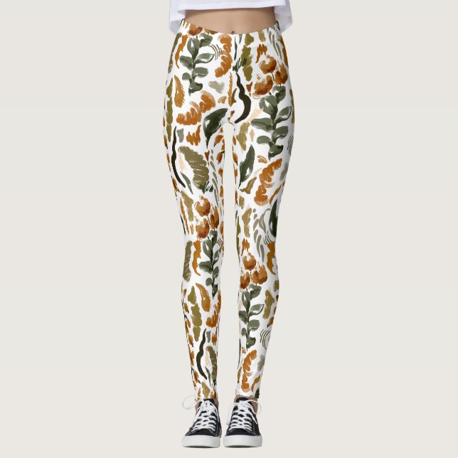 Legging Padrão Floral Outonal Rústico (Frente)