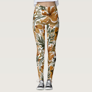 Legging Padrão Floral Outonal Rústico