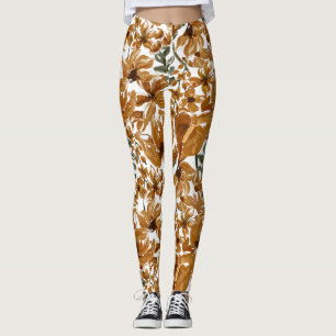 Legging Padrão Floral Outonal Rústico