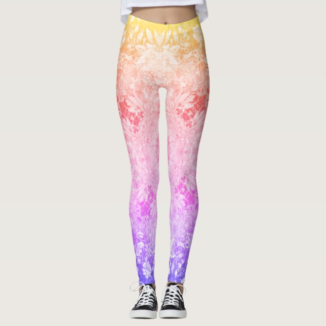 Legging Padrão Floral Rainbow Glitter (Frente)