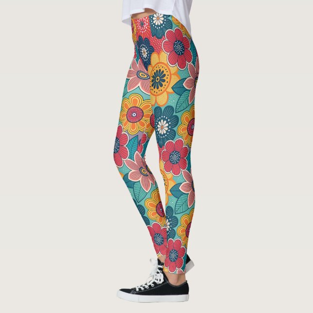 Legging Padrão Floral Retroativo (Esquerda)