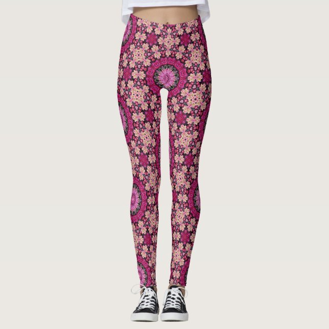 Legging Padrão floral rosa (Frente)