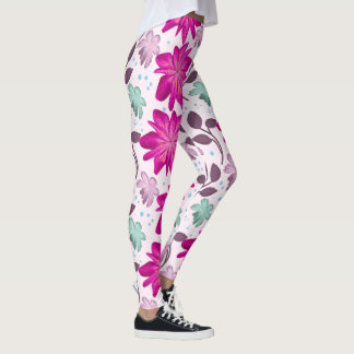 Legging Padrão floral rosa