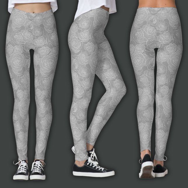 Legging Padrão Floral | Rosa Cinza Aço (Criador carregado)