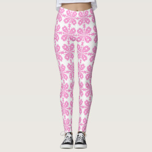 Legging Padrão Floral Rosa Tendência Sem Costura