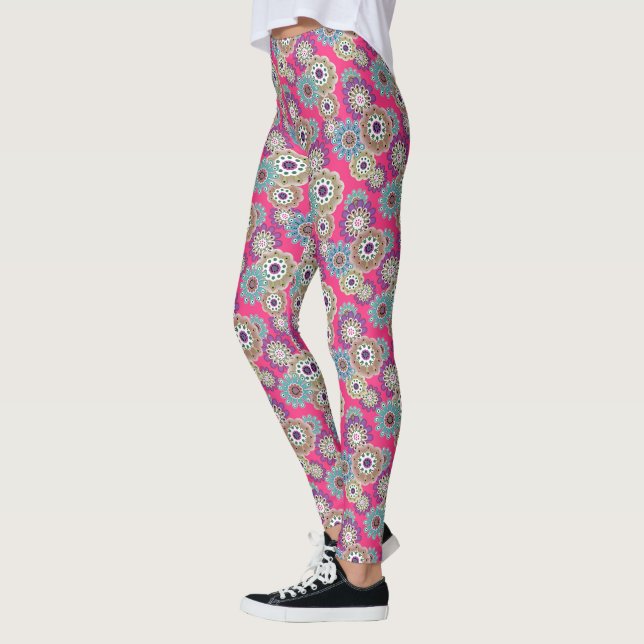 Legging Padrão floral rústico colorido retrô  (Esquerda)