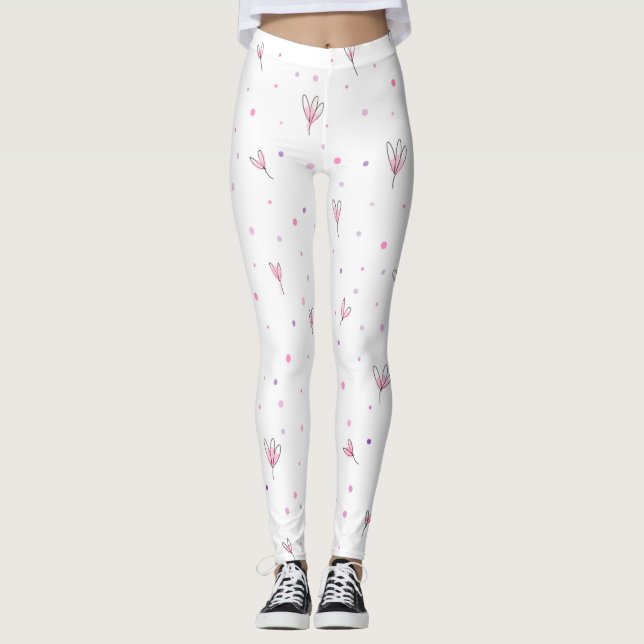 Legging Padrão Floral Simples Desenhado (Frente)