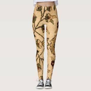 Legging Padrão Floral Tradicional Turco Feito à Mão Retro