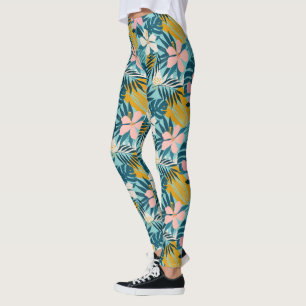 Legging Padrão Floral Tropical de Hibiscus