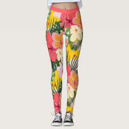 Legging Padrão Floral Tropical Vibrante