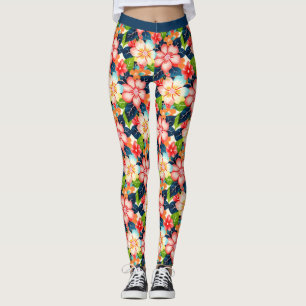 Legging Padrão Floral Tropical Vibrante