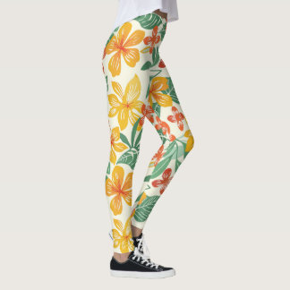 Legging Padrão Floral Tropical Vibrante