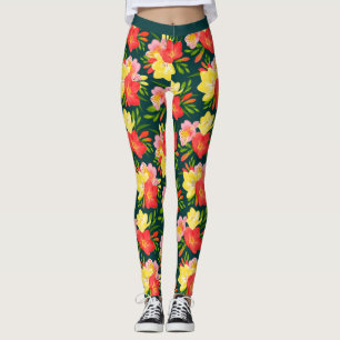 Legging Padrão Floral Tropical Vibrante