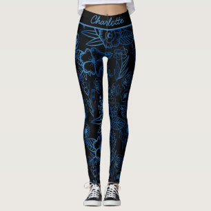 Legging Padrão floral uniforme personalizado preto