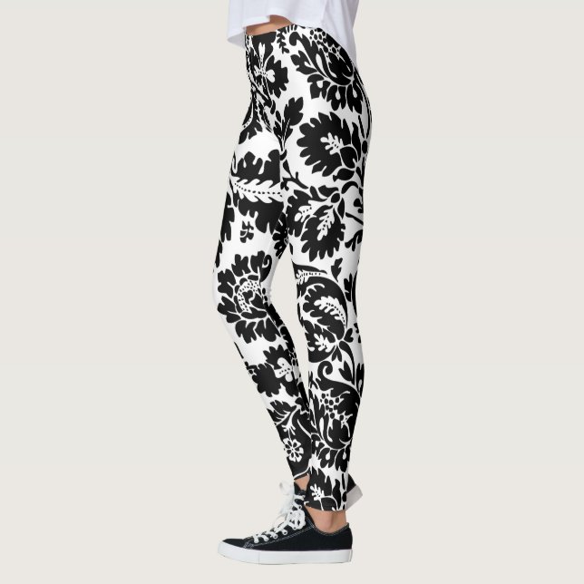 Legging Padrão Floral Veneziano Preto e Branco de William  (Esquerda)