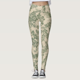 Legging Padrão Floral Verde Vintage