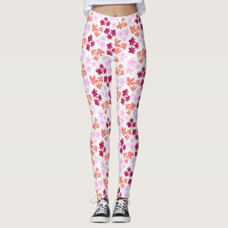 Legging Padrão floral vermelho e cor-de-rosa delicado em b