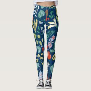 Legging Padrão Floral Vibrante